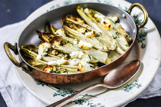 gegrilde witlof met geitenkaas uit de oven