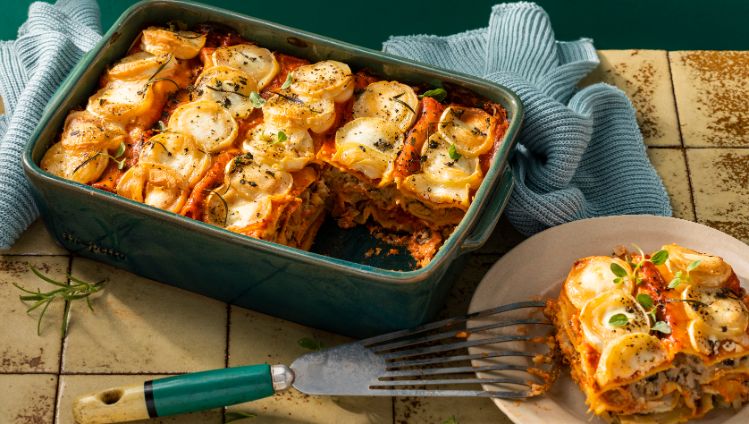 Lasagne met gerijpte geitenkaas, truffel en knolselderij