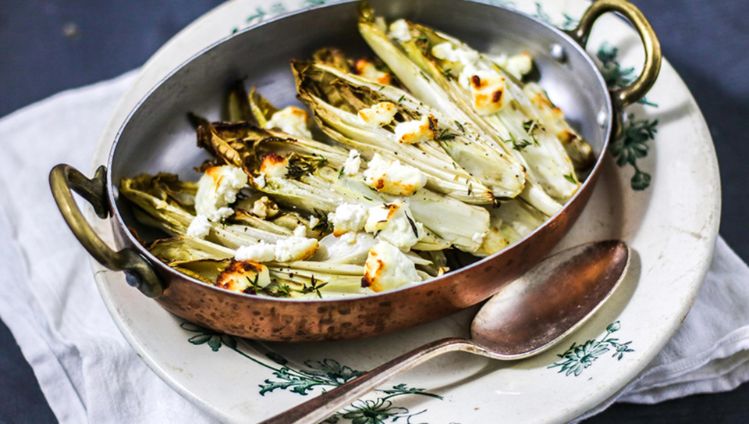 gegrilde witlof met geitenkaas uit de oven